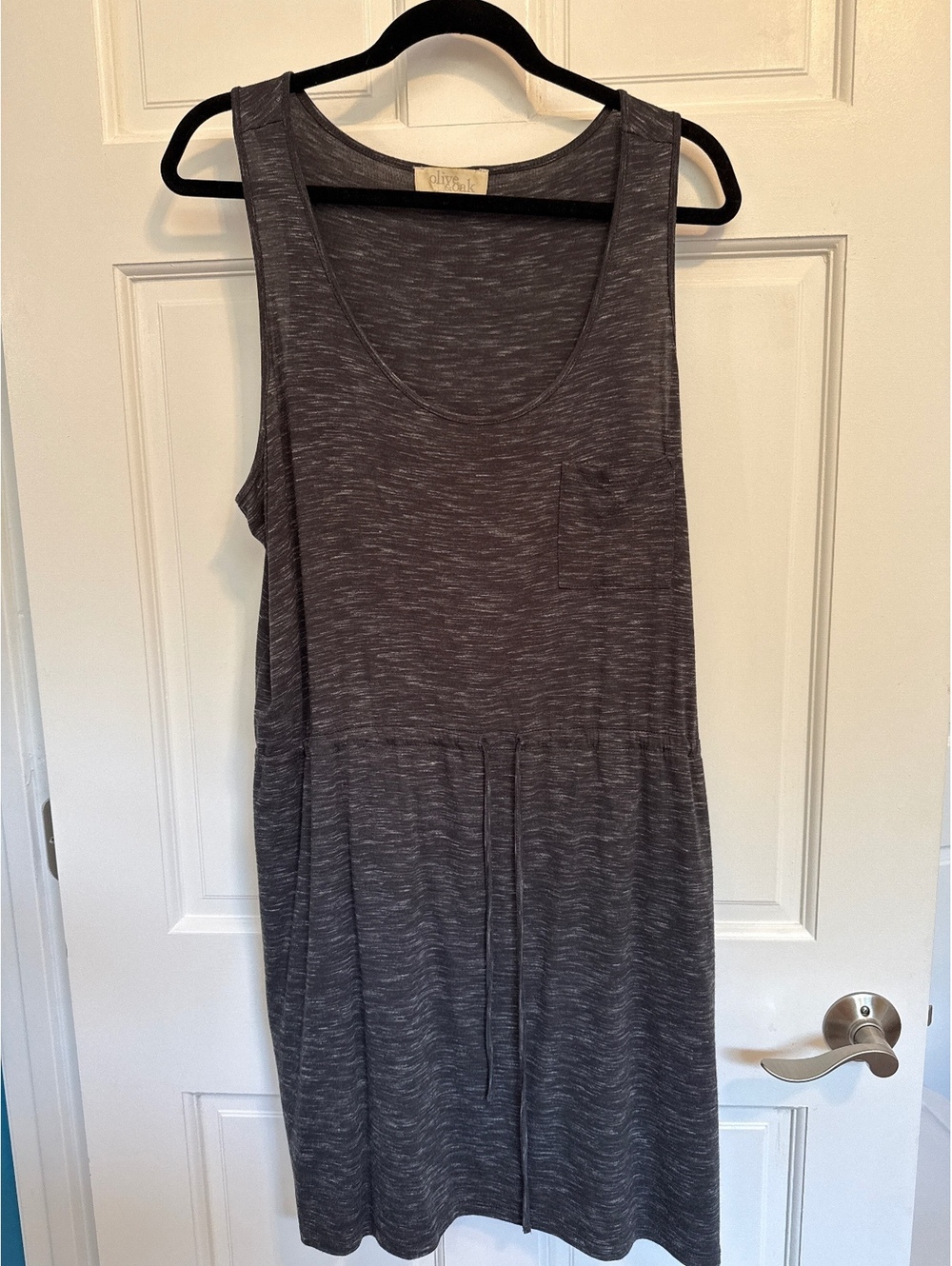 Olive & Oak Sleeveless Gray Casual Dress with Drawstring Waist XL